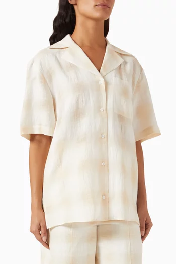 قميص ماسون بقصة فضفاضة مزيج كتان