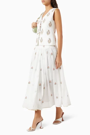 Naz Embroidered Skirt in Cotton