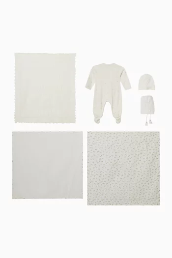 طقم هدايا مزين بزهور قطن، 6 قطع