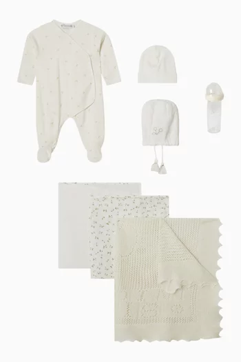 طقم هدايا مزين بزهور قطن، 6 قطع