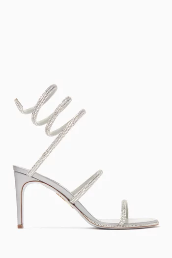 Cleo 80 Crystal-embellished Sandals in Satin