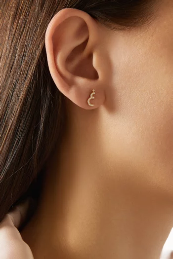 Arabic Initial Letter 'Ghein' Single Stud Earring in 18kt Gold
