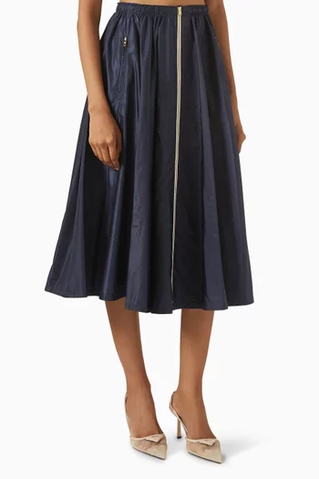 Zip-up Midi Skirt in Re-Nylon