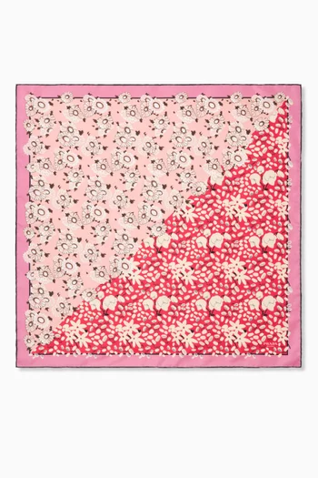 Floral-print Scarf in Silk-twill