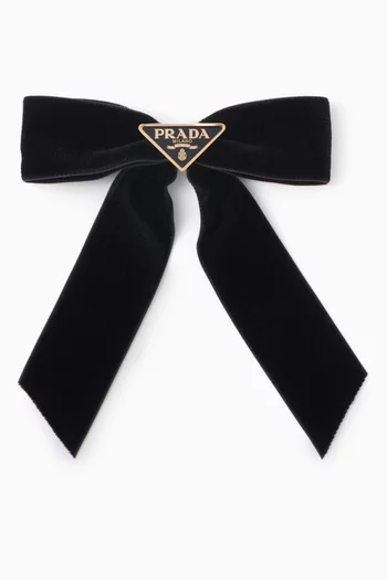 Logo Hairclip in Velvet