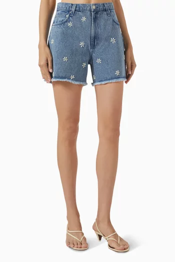 Aspen Embellished Shorts in Denim