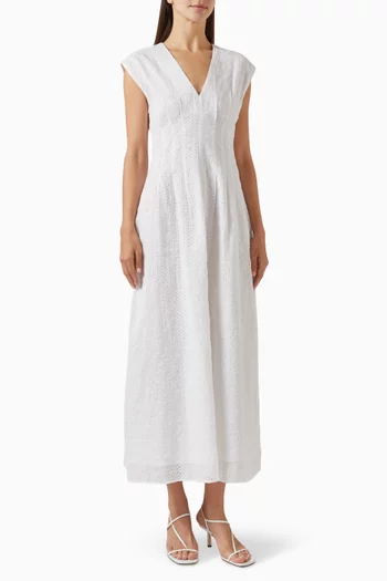 Ines Embroidered Mini Dress in Cotton