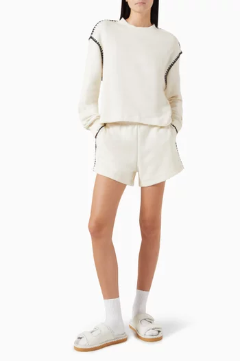 Blanket-stitch Sweatshirt in Cotton-terry