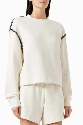 Blanket-stitch Sweatshirt in Cotton-terry