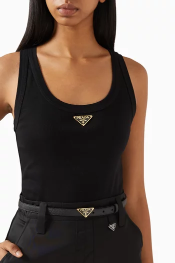 Triangle Logo Saffiano Leather Belt