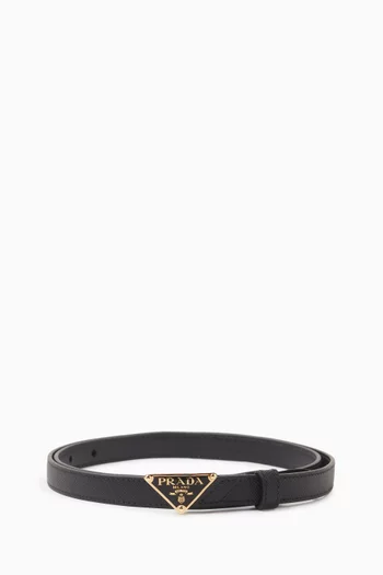 Triangle Logo Saffiano Leather Belt
