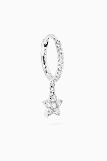Pavé Diamond Single Hoop Earring in 18kt White Gold