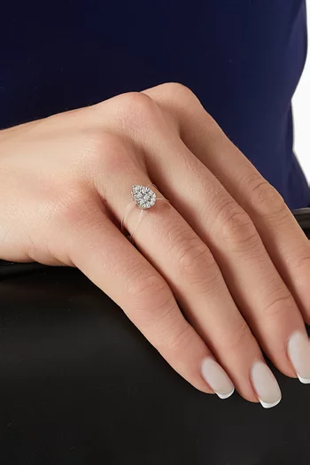 Floating Pear Diamond Ring in 18kt White Gold