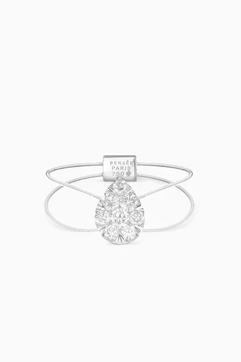 Floating Pear Diamond Ring in 18kt White Gold