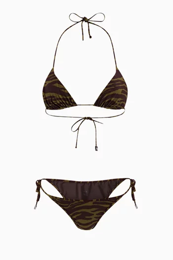 Zebra-print Triangle Bikini Set