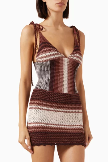 Crochet-knit Mini Dress in Cotton