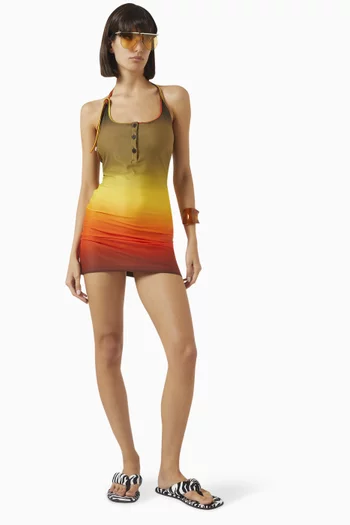 Sunset-print Mini Dress in Lycra