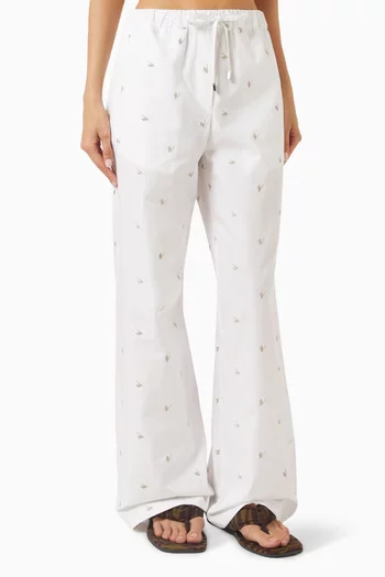 Embroidered-logo Pants in Cotton Poplin