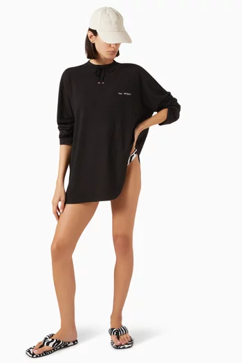 Tie-neck T-shirt in Linen Blend
