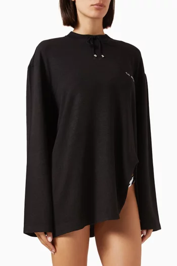 Tie-neck T-shirt in Linen Blend