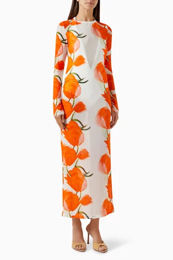 Selene Tulip Maxi Dress in Nylon Blend