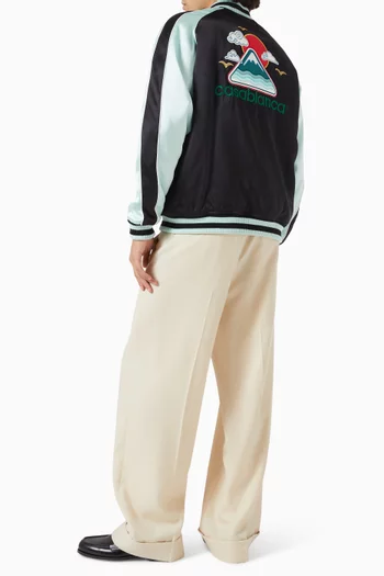 Embroidered Bomber Jacket in Satin