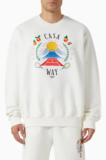 سترة مطرزة بنقشة جبل وعبارة Casa Way