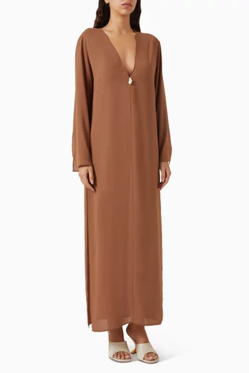 V-neck Pearl Kaftan in Linen