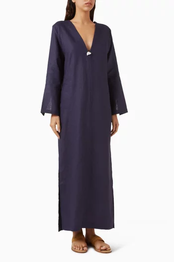 V-neck Pearl Kaftan in Linen