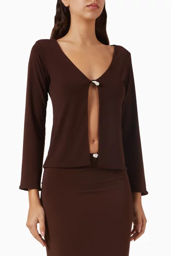 Arena Pearl-embellished Top in Italian Jersey
