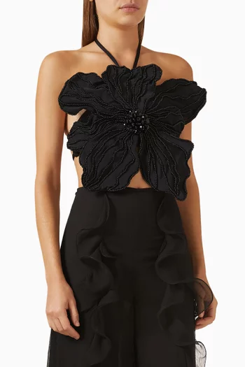 Hand-Beaded Flower Top