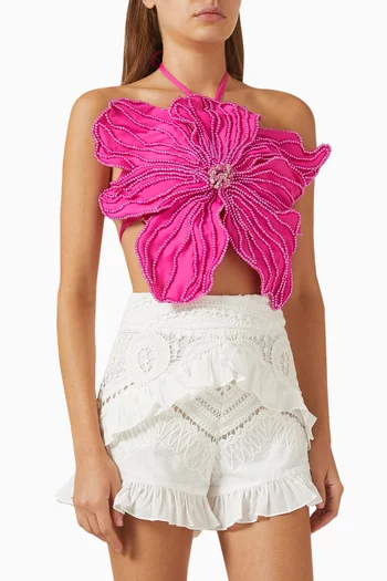 Hand-Beaded Flower Top