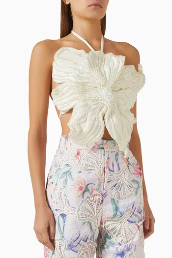 Hand-Beaded Flower Top