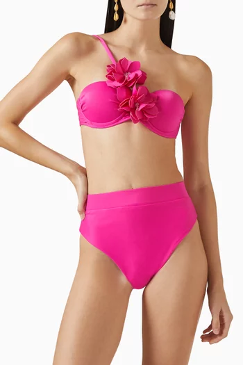 قطعة بيكيني علوية لاجوا مزينة بزهور بارزة ليكرا