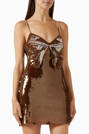 Sequin-embellished Beaded Mini Dress