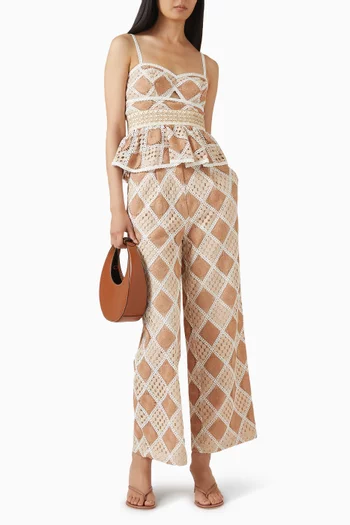 Bossa Corset Peplum Top in Crochet