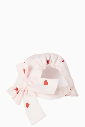 Heart-print Bonnet in Cotton