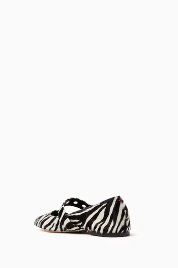 Uma Eyelet Ballerinas in Zebra Ponyhair
