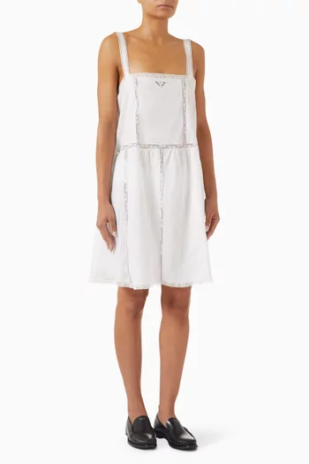 Embroidered Vintage-look Dress in Cotton-linen