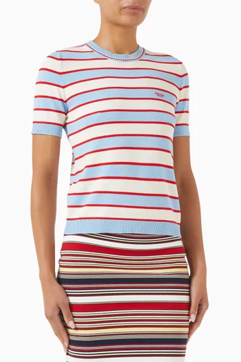 Striped Logo Sweater in Cotton-knit