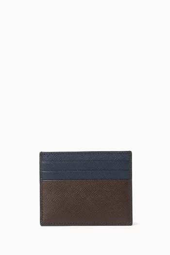 Logo Card Holder in Saffiano Leather