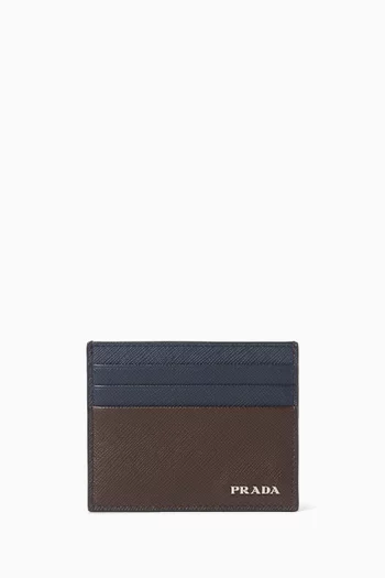 Logo Card Holder in Saffiano Leather