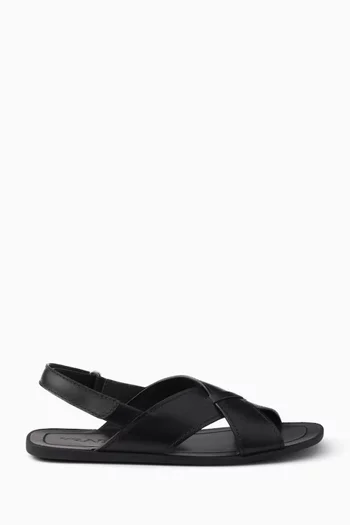 Cross-strap Sandals in Leather