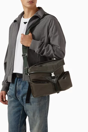 Shoulder Bag in Re-Nylon & Saffiano Leather