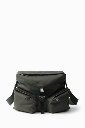 Shoulder Bag in Re-Nylon & Saffiano Leather