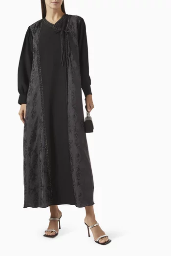 Thread Jacquard Embroidered Abaya in Crepe