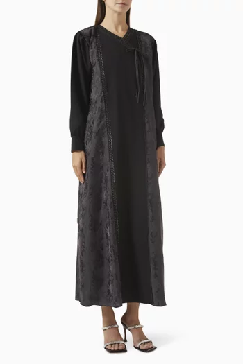 Thread Jacquard Embroidered Abaya in Crepe