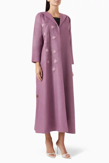 عباية مطرزة بالخيوط والخرز كتان