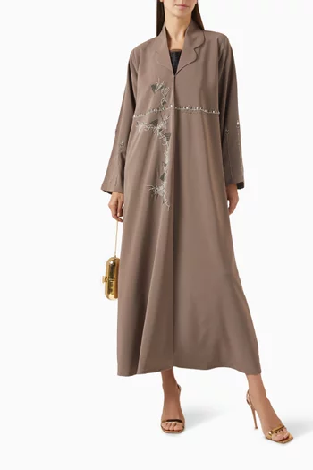Bead Embellished Abaya in Crepe