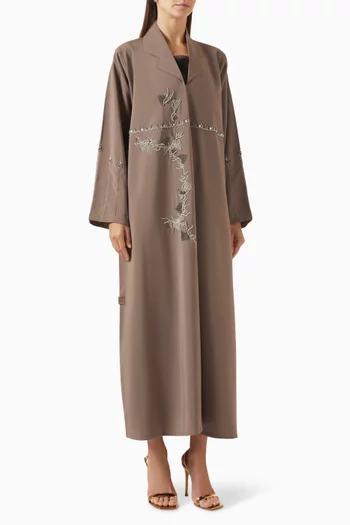 Bead Embellished Abaya in Crepe